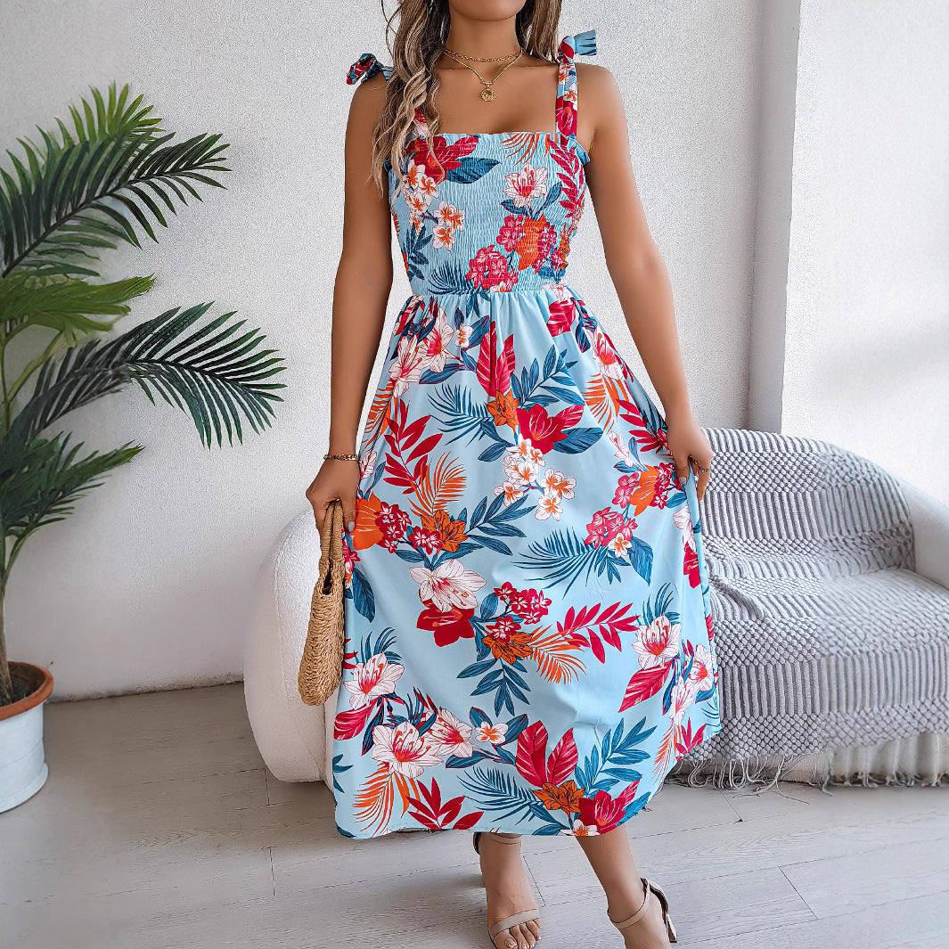 Flowers Print Suspender Corset Dress - MBM INTERNATIONAL HOLDING