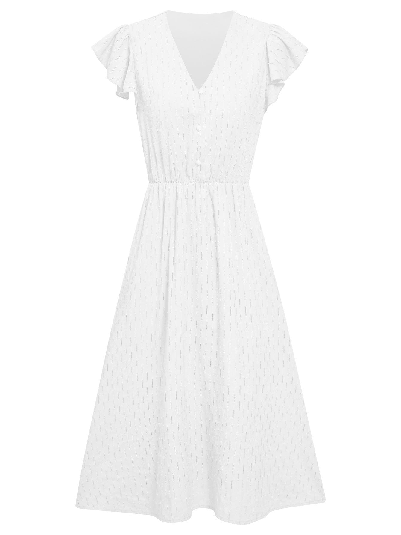 Summer Casual Women's Solid V-neck Dress - MBM INTERNATIONAL HOLDING