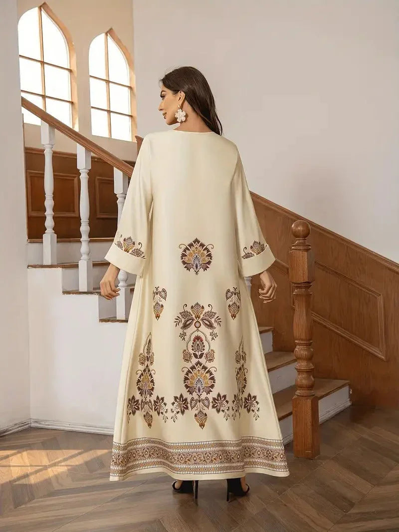 Elegant Floral Printed Abaya - MBM INTERNATIONAL HOLDING