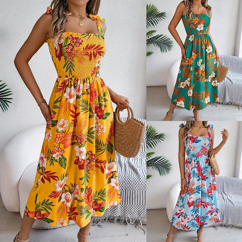 Flowers Print Suspender Corset Dress - MBM INTERNATIONAL HOLDING