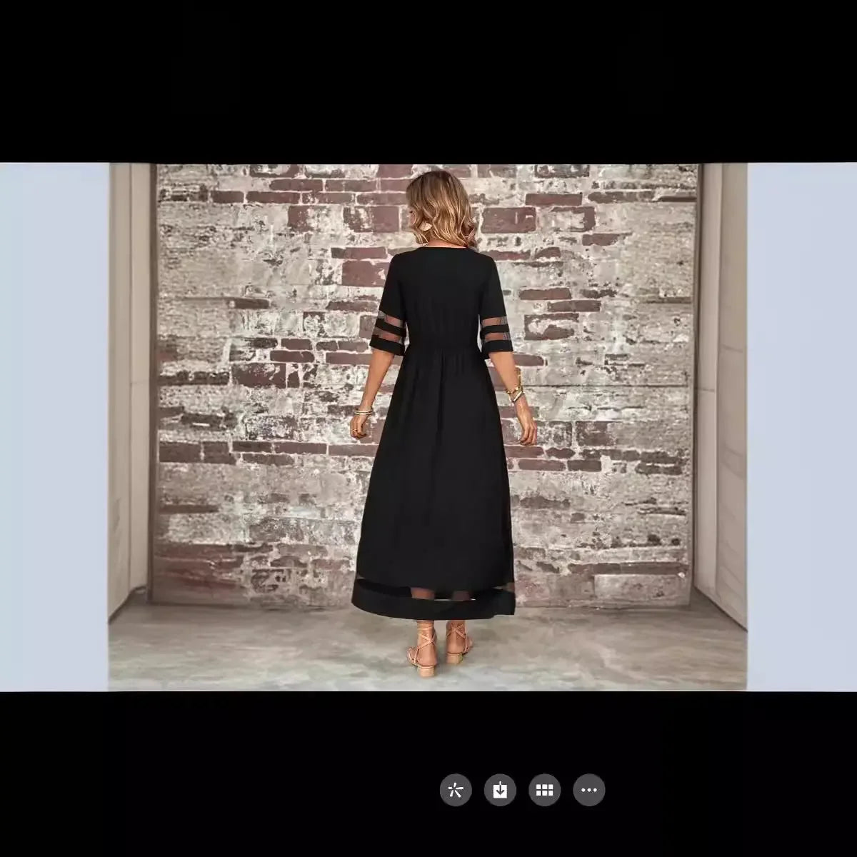 Sleeve Mesh Patchwork Round Neck Dress - MBM INTERNATIONAL HOLDING