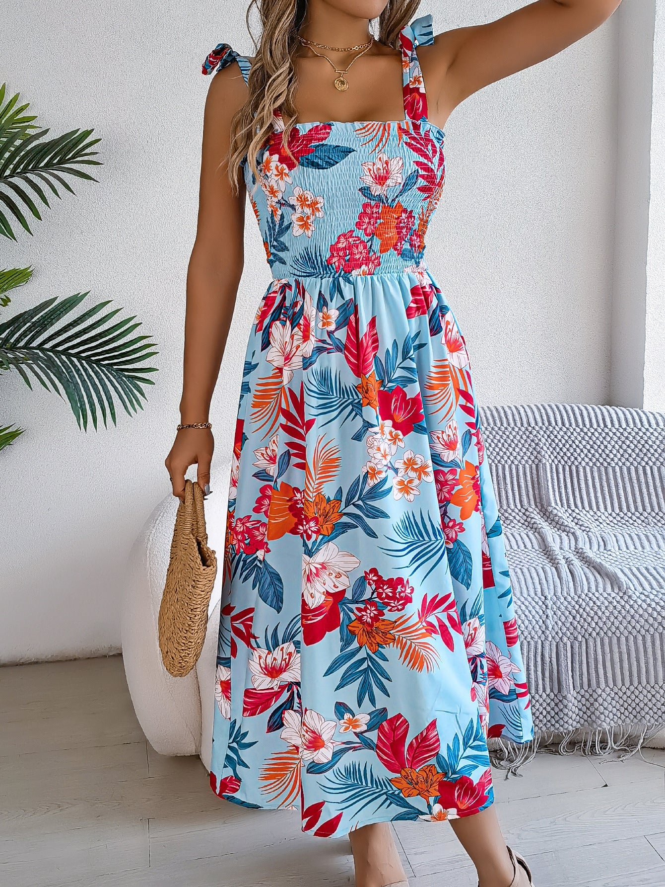 Flowers Print Suspender Corset Dress - MBM INTERNATIONAL HOLDING